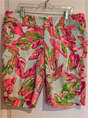 Lilly Pulitzer Pink Green Blue  The Chipper Shorts Sz 6 Bermuda Chino